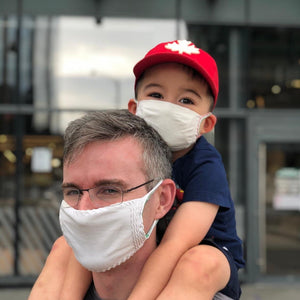 
                  
                    Kid and father wearing standard reusable masks
                  
                